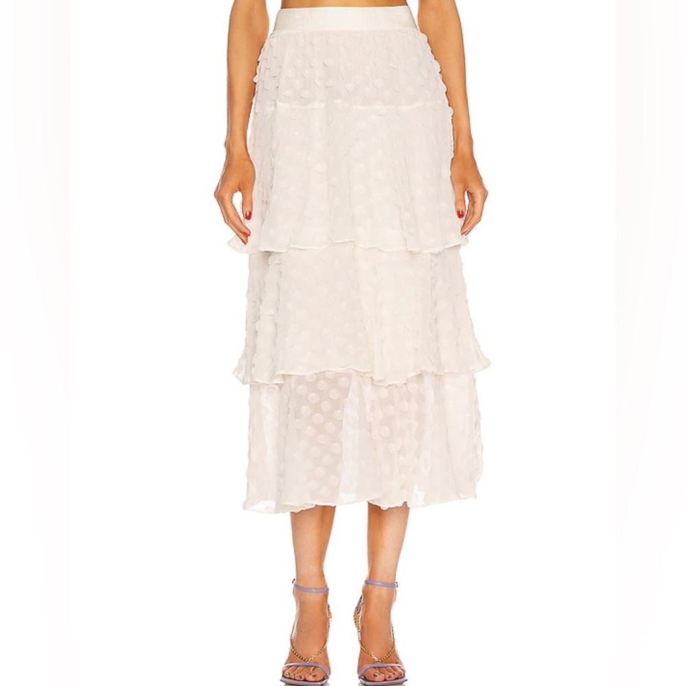 ZIMMERMANN Textured Dot Midi Skirt in Pearl